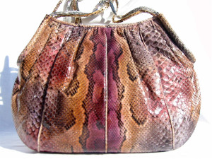  1970's FINESSE LA MODEL Dyed PYTHON Snake Skin Shoulder Bag 