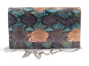 Stunning Pastel Python Snake Skin Clutch Shoulder Bag - VARON 