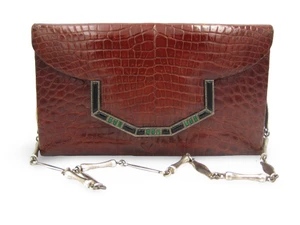 COGNAC 1960's -70's CROCODILE Skin Shoulder Evening Bag - LA JEUNESSE