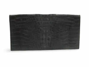 Lovely UNISEX 1980's-90's BLACK Hornback Crocodile Skin Long Wallet - KAIYO