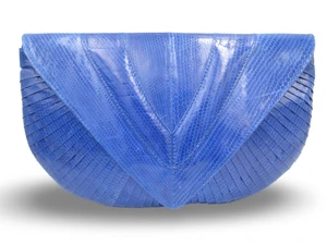 Gorgeous COBALT BLUE 1980's-90's Sea Snake Skin Clutch Shoulder Bag