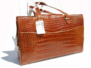  XXL JUDITH LEIBER 1990's COGNAC Alligator Skin TOTE Bag - w/TAGS! 