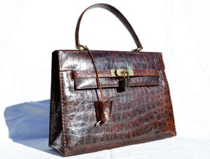  XL New! Cordovan Brown CROCODILE Skin BIRKIN Bag BRIEF - HERMES! 