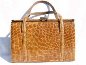  Butterscotch 1950's-60's CROCODILE Skin "Kelly" Handbag 