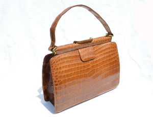  Timeless 1950's-60's CARAMEL Alligator Skin "Kelly" Handbag 