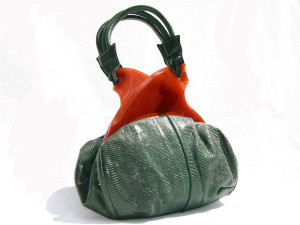  1940's GREEN Deco Style LIZARD Skin & BAKELITE Handbag 