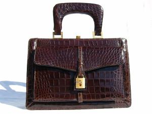  Outstanding ROSENFELD 1950'-60's Chocolate ALLIGATOR Skin Handbag 