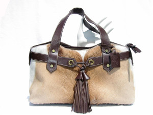  New! Ample Diane Gail SPRINGBOK Fur TOTE Shoulder Bag 