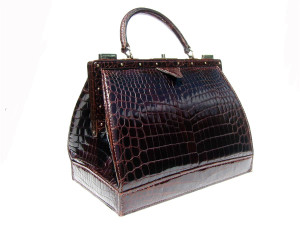  HUGE 1950's-60's LOUISE FONTAINE Crocodile POROSUS Bag - HERMES 
