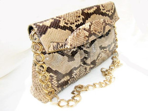  HUGE 1950's-60's Python Snake Skin Shoulder Bag Clutch w/Original Box! 
