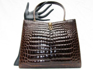  1950's-60's LOUISE FONTAINE Crocodile POROSUS Purse - HERMES 