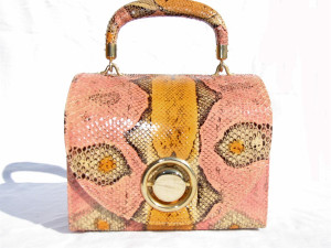  SACHA France 1950's-60's Dyed BOA Snake Skin "LUNCHBOX" Purse - SAKS 
