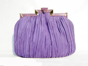  Petite SHARIF 1970's-80's LAVENDER Purple LIZARD & Pleated SUEDE Clutch Bag 