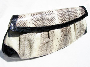  NEW! 2007 Cream COBRA Snake Skin & LIZARD Skin CLUTCH Bag 