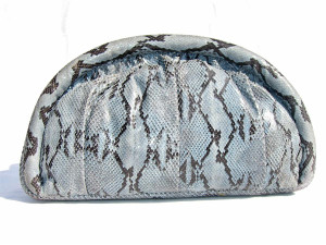 1970's-80's DENIM BLUE Python Snake Skin CLUTCH Shoulder Bag 