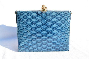  SUPER RARE Fabulous BLUE 1950's-60's MARTIN VAN SCHAAK Anteater Skin Handbag 