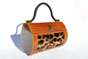 Custom Made 1940's-50's FUR, Lizard & BAKELITE LUCITE Purse 