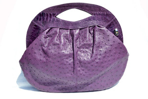  Late 1990's - 2000's XXL 18" x 14" Radiant Orchid PURPLE OSTRICH Skin CLUTCH Handbag Shoulder Bag - SABATINI 