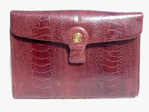  TIFFANY & CO. 1970's Burgundy OSTRICH LEG CLutch Bag 