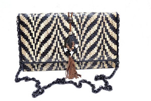  Custom TRIBAL Yellow & Black 1970's-80's COBRA Snake Skin CLUTCH Shoulder Bag - Shark Teeth! 