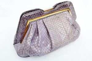  1980's Lavender Purple SUSAN GAIL COBRA Snake Skin CLUTCH Shoulder Bag 