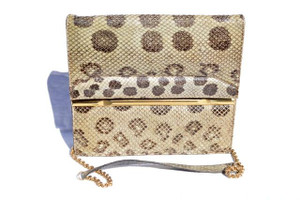  LARGE Pale Green 1960's-70's ANACONDA Snake Skin Shoulder Bag Clutch 