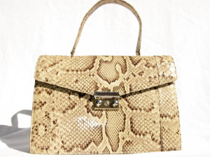  I. MILLER 1960's-70's PYTHON Snake Skin Handbag w/ ORIGINAL KEY! 