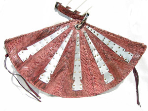  PINK 1980's 16" PYTHON Snake Skin Wristlet CLUTCH Bag - EDGY! 