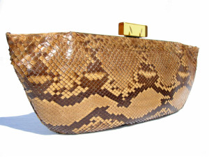 Sleek 1940's-50's PYTHON Snake Skin CLUTCH Bag LUCITE! 