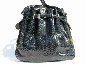 HUGE 1980's NAVY Cobra Skin SHOULDER Bag - BUDD LEATHER 