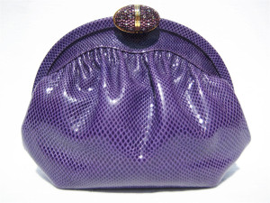  Purple 1970's-80's FINESSE LA MODEL KARUNG Snake Skin Clutch 
