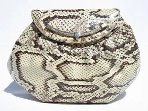  1970's FINESSE LA MODEL Python Snake Skin CLUTCH Bag 