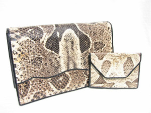  STUNNING 1960's BOA Snake Skin CLUTCH Bag w/Card Case 