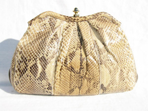  1970's-80's PYTHON Snake Skin CLUTCH Shoulder Bag - PALIZZIO 