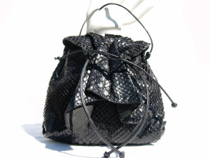  1970's-80's FALCHI Black PYTHON Snakeskin CROSS Body Bag 