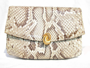  MANON 1960's PYTHON Snake Skin CLUTCH Shoulder Bag 