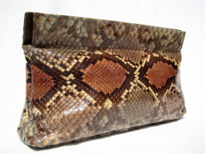  1970's PASTEL PYTHON Snake Skin Envelope Clutch Shoulder Bag 