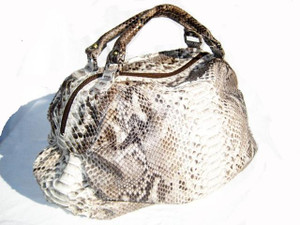  HUGE 2000's Natural PYTHON Snake Skin SATCHEL Handbag w/Shoulder Strap! 