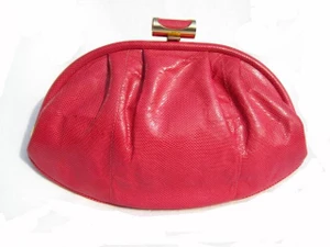  1970's HOT PINK Susan Gail KARUNG Snake Skin Clutch Bag 