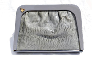  1970's-80's Gray LIZARD Skin & LUCITE Evening Bag - IPES 