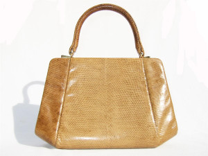  Sophisticated HASEGAWA 1960's MUSTARD Lizard Skin Handbag 