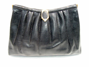  NAVY 1950's-60's Lizard Skin CLUTCH Shoulder Bag - BIJOUX MEDICI 
