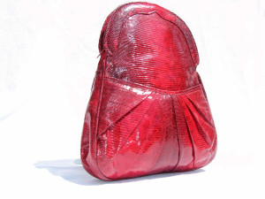  New! Unique 1970's RED Monitor (Ring) Lizard CLUTCH Shoulder Bag 