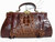  AMPLE 13.5" Early 1900's Brown Edwardian Hornback Alligator Handbag w/Paws 