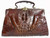  HUGE Early 1900's Chocolate Brown Edwardian Alligator Handbag w/Paws 