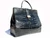  Huge LEDERER 1950's-60's Jet Black ALLIGATOR Belly Skin SATCHEL Bag 