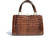  AMPLE 1980's-90's Brown CROCODILE Caiman Belly Skin Handbag 