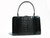  Fabulous JET BLACK 1950's-60's Hornback CROCODILE Handbag 