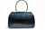  XL 13.5" JET BLACK 1960's CROCODILE Belly Skin Handbag - Structured Handle & RED Leather Lining! 