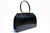  XL 13.5" JET BLACK 1960's CROCODILE Belly Skin Handbag - Structured Handle & RED Leather Lining! 